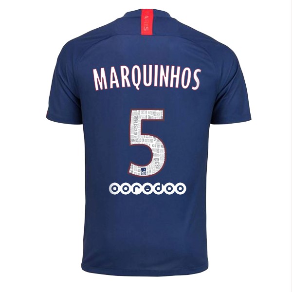 Camiseta Paris Saint Germain NO.5 Marquinhos 1ª 2019 2020 Azul